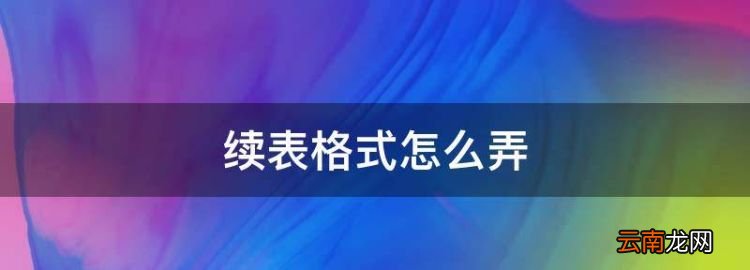 續(xù)表格式怎么弄